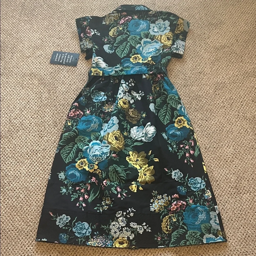 Tuckernuck Chloe Floral Belted Dress - Black, Yellow, Green - Picture 7 of 10